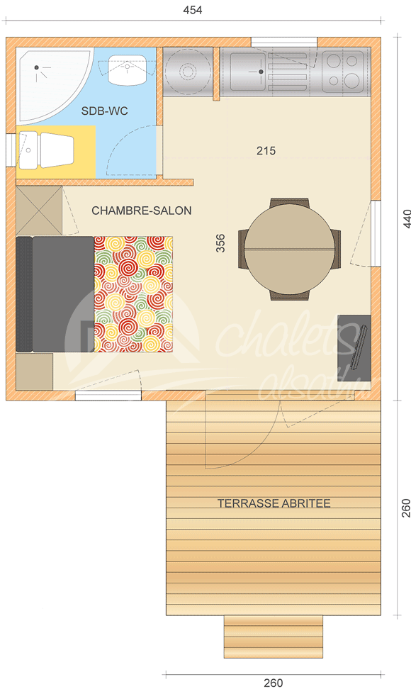 Plan intérieur chalet Helicia 1800 bis